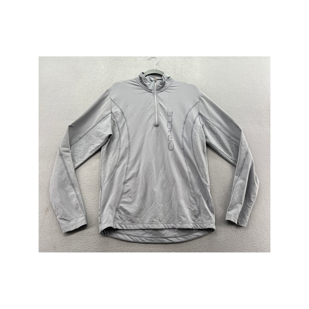 Elevate Sport Pullover Shirt Mens M Gray Oracle Logo Quarter Zip Long Sleeve